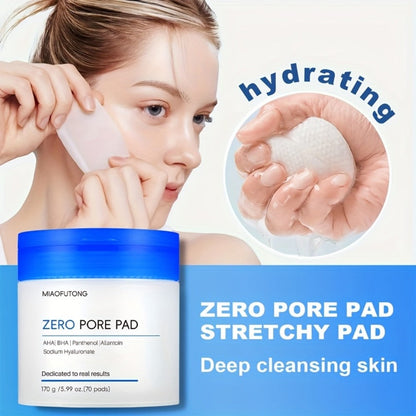 AHA BHA Toner Pads Zero Pore 70pcs - Deep Cleansing, Oil Control & Hydration with Hyaluronic Acid