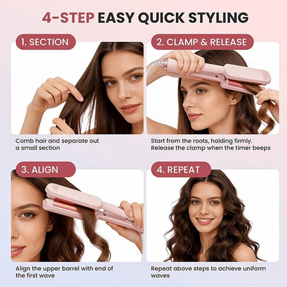 Hair Curling Iron 1.25 Inch - Beach Wave Curling Wand with Dual Voltage, Deep Wave Barrel, Anti-Frizz Ceramic Coating