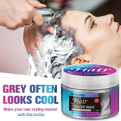 ROZINO Grey Hair Color Wax 3-in-1 Color Style & Fix – Vitamins & Protein Formula, Hides Grey Instantly, Natural Volume, Easy Wash