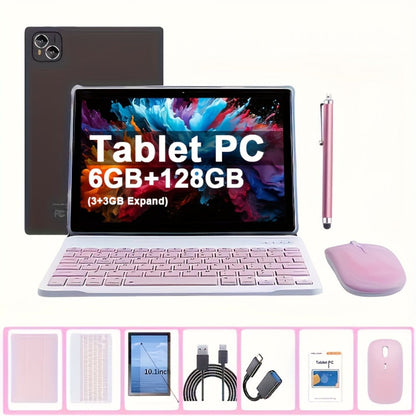Android Tablet 10.1-Inch Pink 2-in-1 with 6GB RAM, 128GB Storage, 4G LTE and Keyboard Bundle