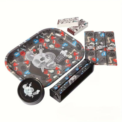 Cigarette Rolling Kit 110mm Complete Smoking Accessories Set with Rolling Machine, Paper Dispenser