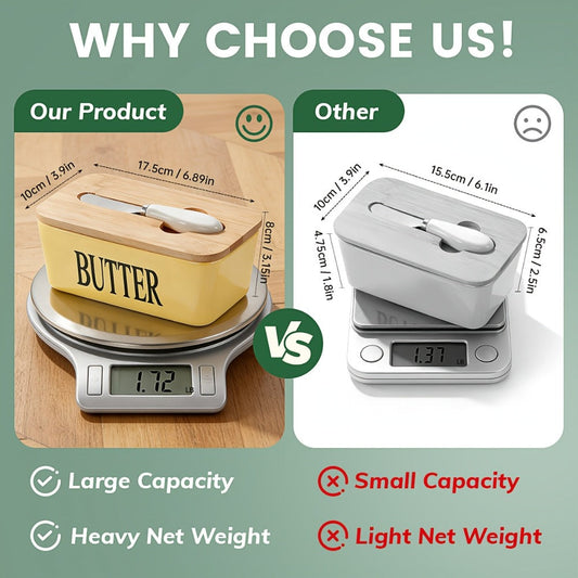 Ceramic Butter Dish with Lid and Knife, Large Countertop Butter Keeper, Airtight Seal, Easy-Clean Design