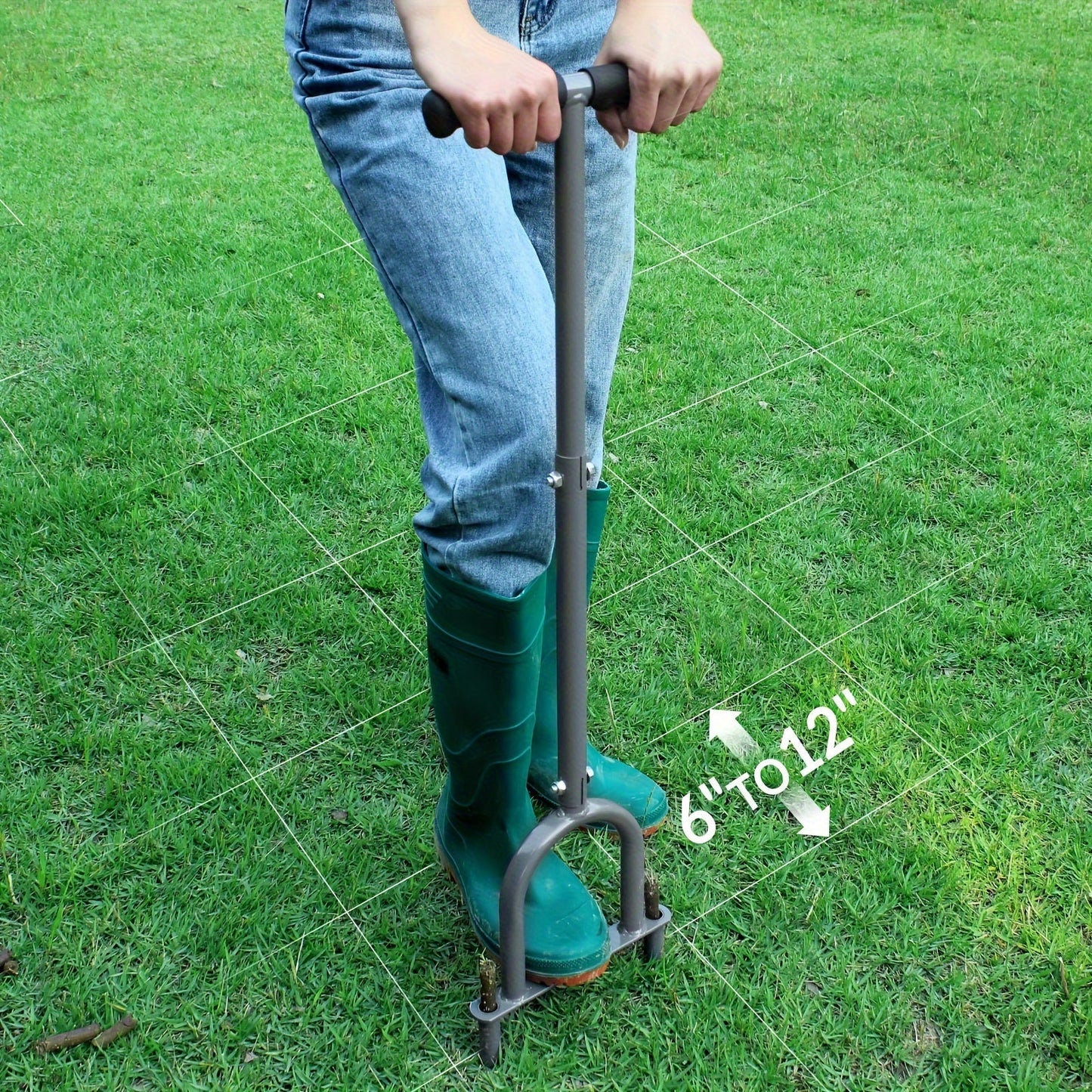 Lawn Aerator, Manual Core Aerating Tool Dethatching Compacted Soil for Garden, Patio and Yard Use