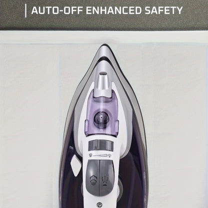 Steam Clothes Iron with Ceramic Coated Soleplate – Precision Thermostat, 3-Way Auto-Off, Self-Cleaning, Anti-Calcium & Anti-Drip