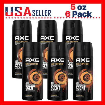 AXE Dark Temptation Body Spray, 150ml Aerosol Cans with Dark Chocolate Scent Label in Three- or Six-Pack Options