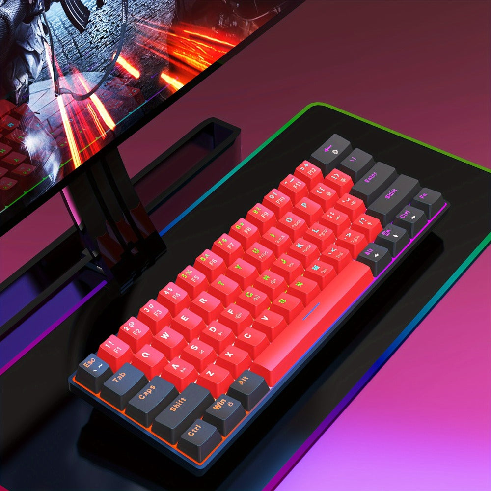 60% Mechanical Gaming Keyboard Wired 61 Keys Green Switch, Compact Tenkeyless Clicky Keyboard for PC Laptop Windows Gaming Typing