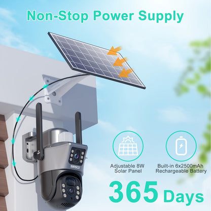 Security Camera Solar 4MP-Labelled Model with 8X Digital Zoom, PIR Detection, Color Night Vision and Three Options