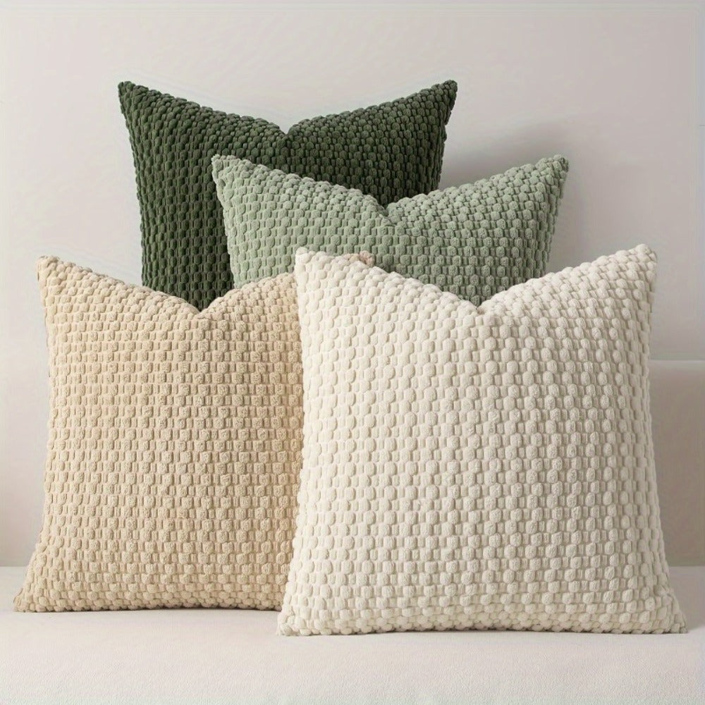 Velvet Throw Pillow Covers 4-Pack 20x20 Inch - Double-Sided Cushion Covers with Zipper Closure