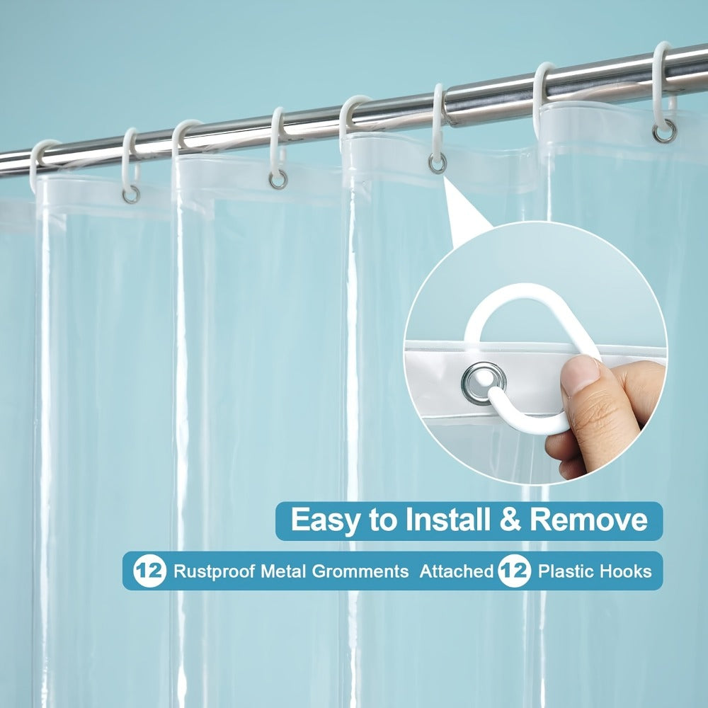 Clear Shower Curtain PEVA 8G Rust Proof Grommets 72x72 Inch – Premium Transparent Waterproof Modern Bathroom Curtain | Single or Set 2 |