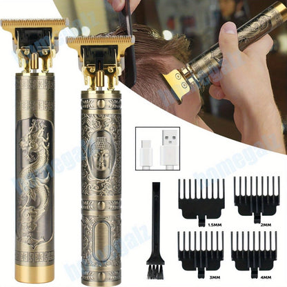 Electric Hair Clipper & Beard Trimmer Set for Men – USB Rechargeable Cordless Haircut Kit with 4 Guide Combs | Professional Home Barber