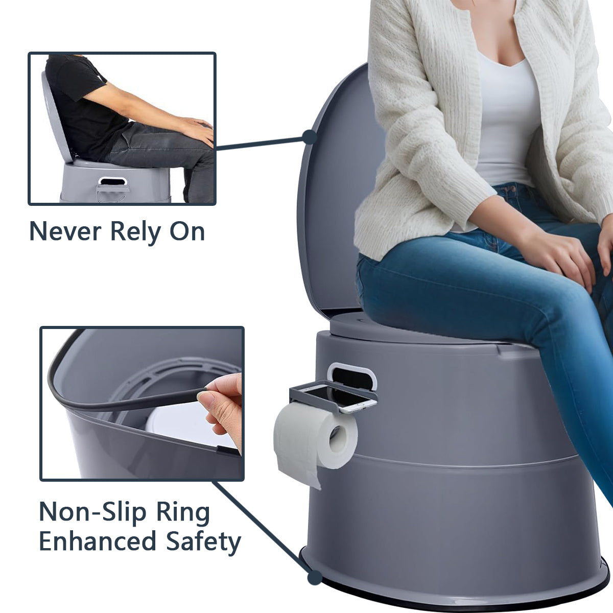 Portable Camping Toilet for Adults Extra Large Tall Spacious with Lid Hygienic Outdoor Travel Toilet for Car Hiking Beach Camping Fishing