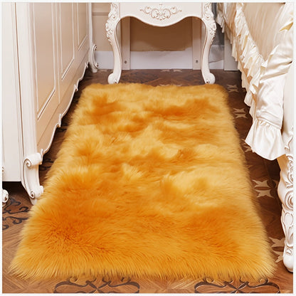 Area Rug Plush Imitation Wool Mat in Four Colors and Two Sizes for Bedroom, Living Room or Bay Window