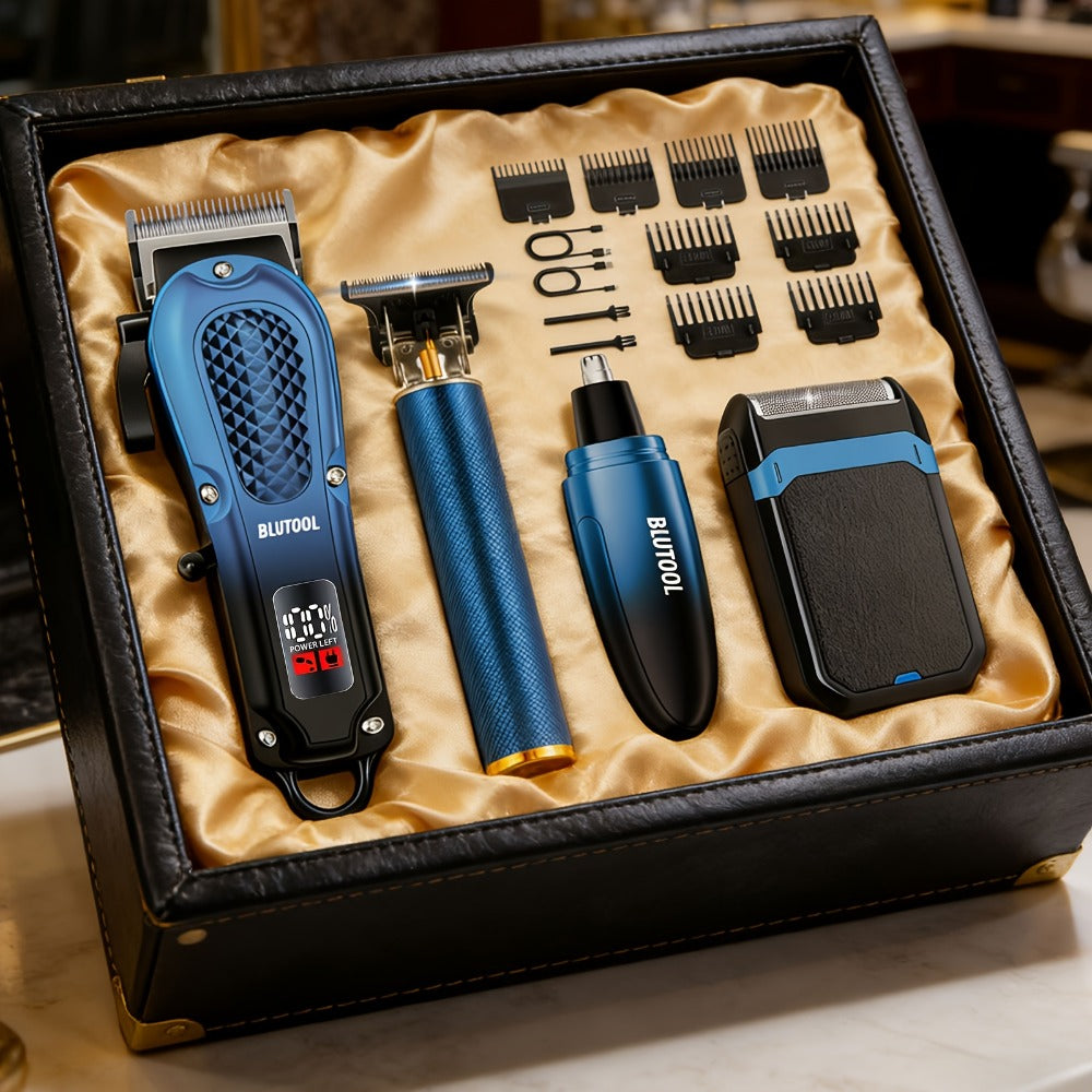 Electric Hair Trimmer & Beard Shaver Set for Men - Professional Rechargeable Hair Clipper with LED Display