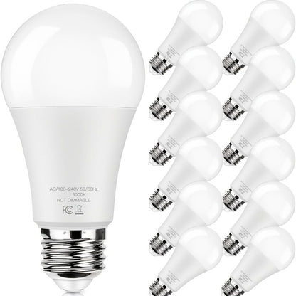 A19 LED Light Bulbs with E26 Base, 13W 1500-Lumen Rating, 3000K or 5000K Light in 12- or 24-Count Packs