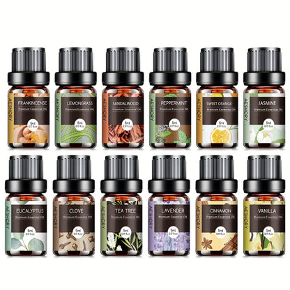 Essential Oil Assortment in 12, 20 or 26 Five-Milliliter Amber Bottles with Floral Gift Box