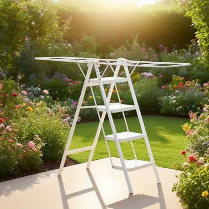 Folding Clothes Drying Rack Ladder, 4-Step Collapsible Laundry Drying Stand, Sturdy Freestanding Garment Dryer
