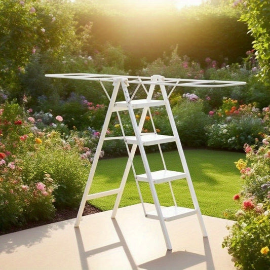 Folding Clothes Drying Rack Ladder, 4-Step Collapsible Laundry Drying Stand, Sturdy Freestanding Garment Dryer