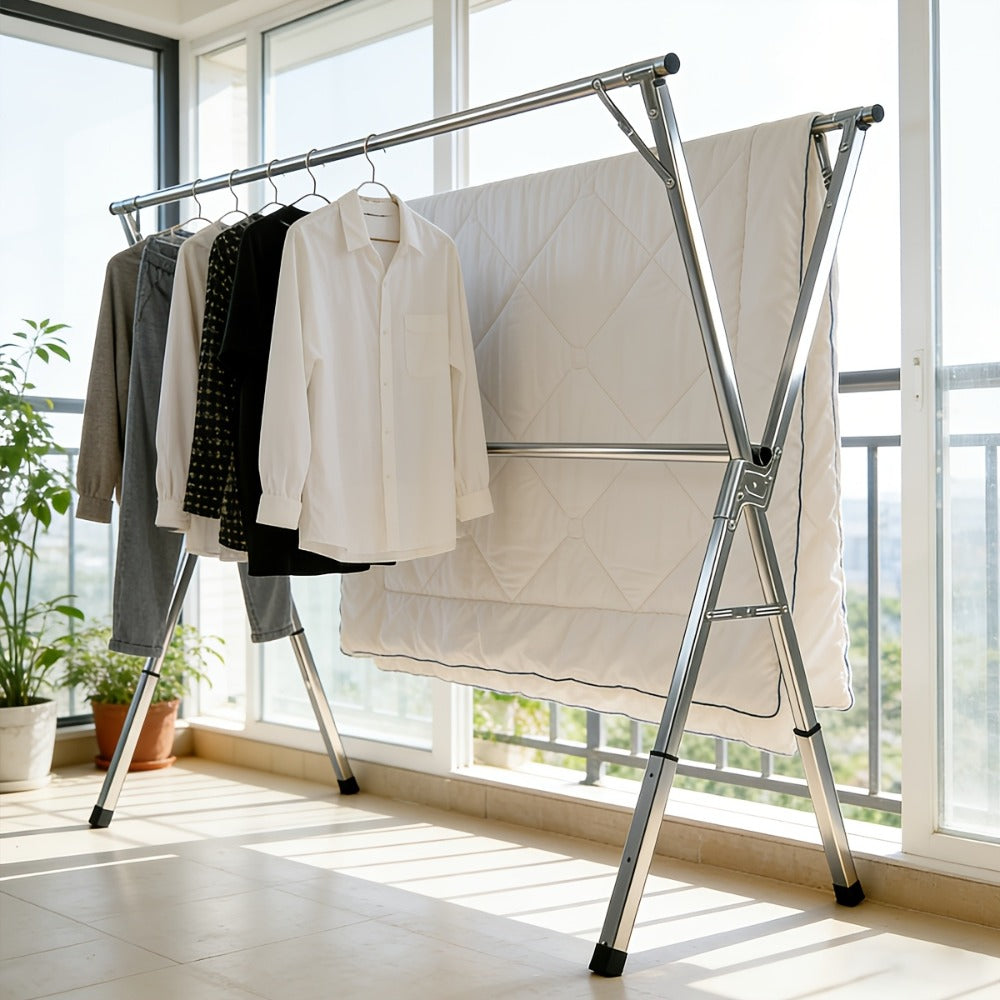 Clothes Drying Rack Foldable Heavy Duty – Upgraded X-Frame Collapsible Laundry Drying Rack for Indoor Outdoor Use
