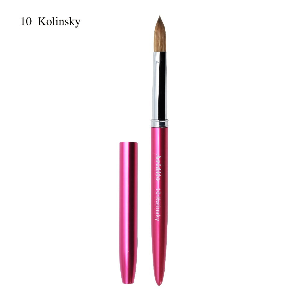 Kolinsky Acrylic Nail Brush Set 100% Pure Kolinsky Hair Flat Shape Sizes #10 #12 #14 – Professional Nail Art Sculpting Extension Brush