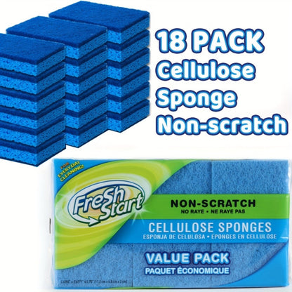 Non-Scratch Cellulose Sponge Dual-Sided with Tough Scouring Pad, Dishwashing Sponges for Kitchen