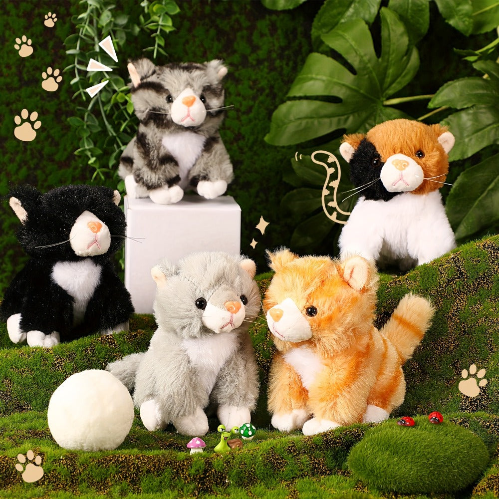 Kitten Stuffed Animal Plush Bulk 16 Pack 5 Inch, Assorted Cute Cat Plush Toys for Party Favors, Birthday Gifts