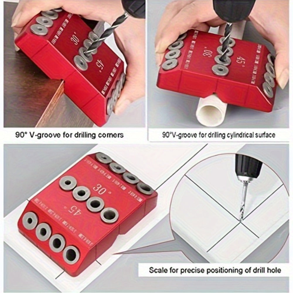Metal Drill Guide Jig 30° 45° 90° with Allen Wrench, Precise Multi-Angle Drilling for Cable Railing