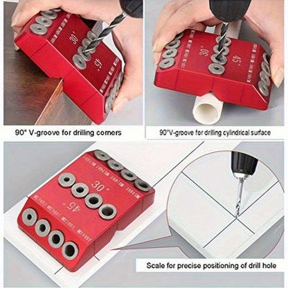 Metal Drill Guide Jig 30° 45° 90° with Allen Wrench, Precise Multi-Angle Drilling for Cable Railing
