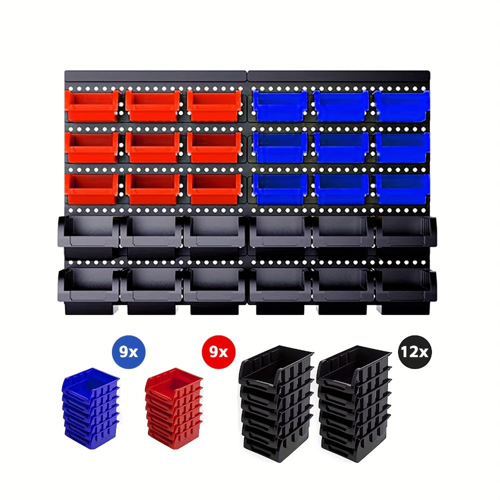Plastic Parts Storage Bins Wall Mount 30pcs, Small Hardware Organizer for Screws, Nuts, Bolts & Nails