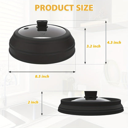 Collapsible Microwave Cover Splatter Guard with Silicone Handle - Foldable Food Cover Lid for Home Cooking, Dining and Outdoor Meals