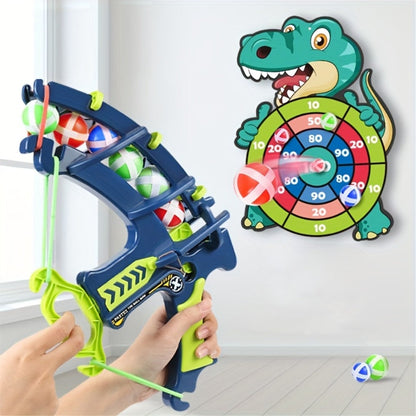 Dinosaur Sticky Target Ball Set with Blue Bow, Multiple Game Modes, Party Favor for Kids, Safe & Durable Fun Toy Gift for Her & Him