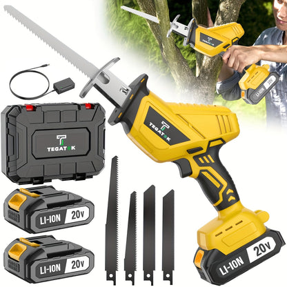 Electric Reciprocating Saw Cordless with LED Light & Safety Lock, Multi-Purpose Cutting Tool with Replaceable Blades