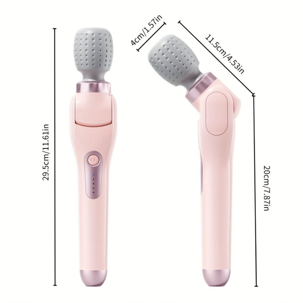Electric Handheld Massager 180° Foldable Massage Stick, 5-Speed Vibration USB Rechargeable Rotating Head