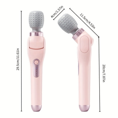 Electric Handheld Massager 180° Foldable Massage Stick, 5-Speed Vibration USB Rechargeable Rotating Head