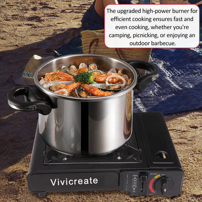 Portable Butane Camping Stove Single Burner – Compact Gas Cooker with Carrying Bag for Outdoor Cooking, Camping, Hiking, Fishing