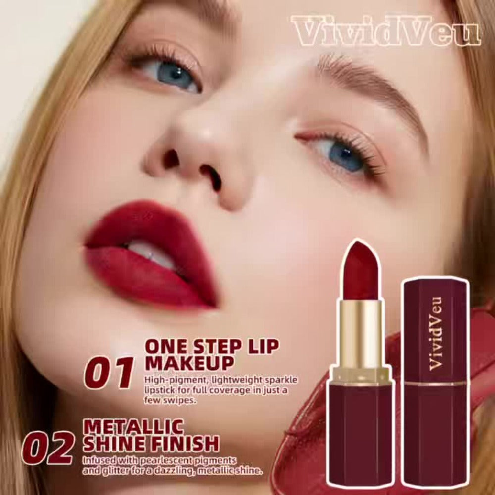 Lipstick Set, VividVeu 6-Piece Cream Bullet Collection with Numbered Rose, Red, Berry and Plum Shades