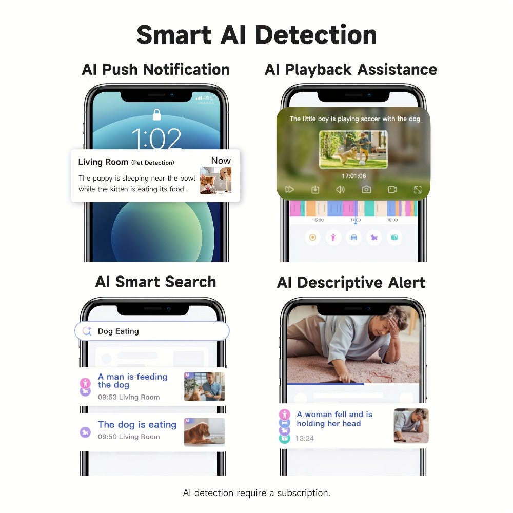 Indoor Security Camera 4-Pack with Dual-Band WiFi, Color Night Vision, Two-Way Audio and Multiple Storage Options