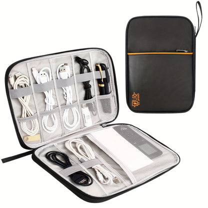 Cable Organizer Bag for Travel Double Layer, Electronics Case with Removable Dividers, Cables, Chargers