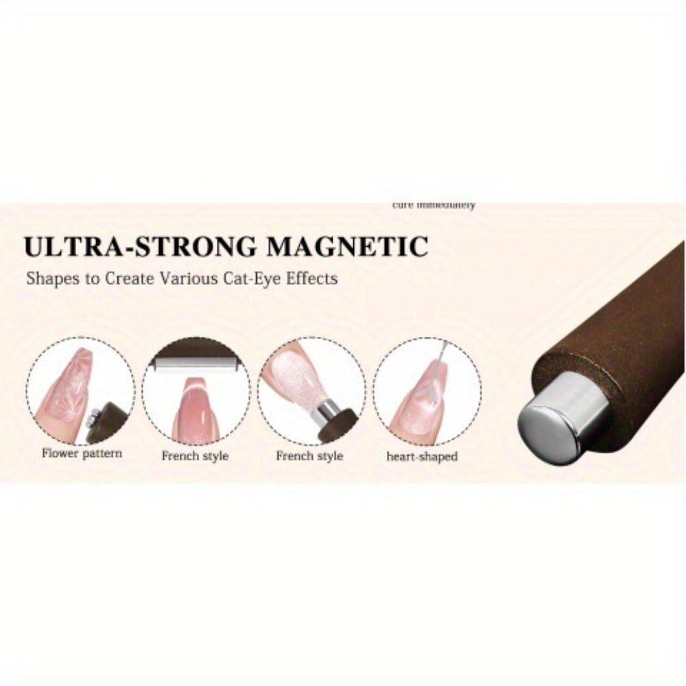 4-in-1 Y-Shaped Cat Eye Nail Magnet Stick Double Head – Heart & Multi-Pattern Magnetic Tool for Cat Eye Gel Polish Nail Art