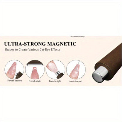 4-in-1 Y-Shaped Cat Eye Nail Magnet Stick Double Head – Heart & Multi-Pattern Magnetic Tool for Cat Eye Gel Polish Nail Art