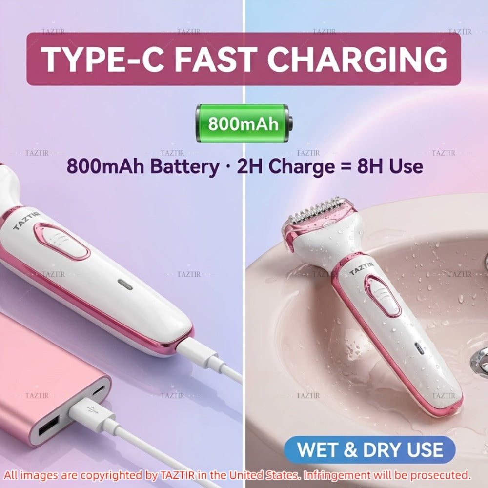 4-in-1 Electric Shaver for Women Rechargeable Wet & Dry Painless – Face Nose Legs Underarm Bikini Trimmer Portable Cordless Grooming Kit