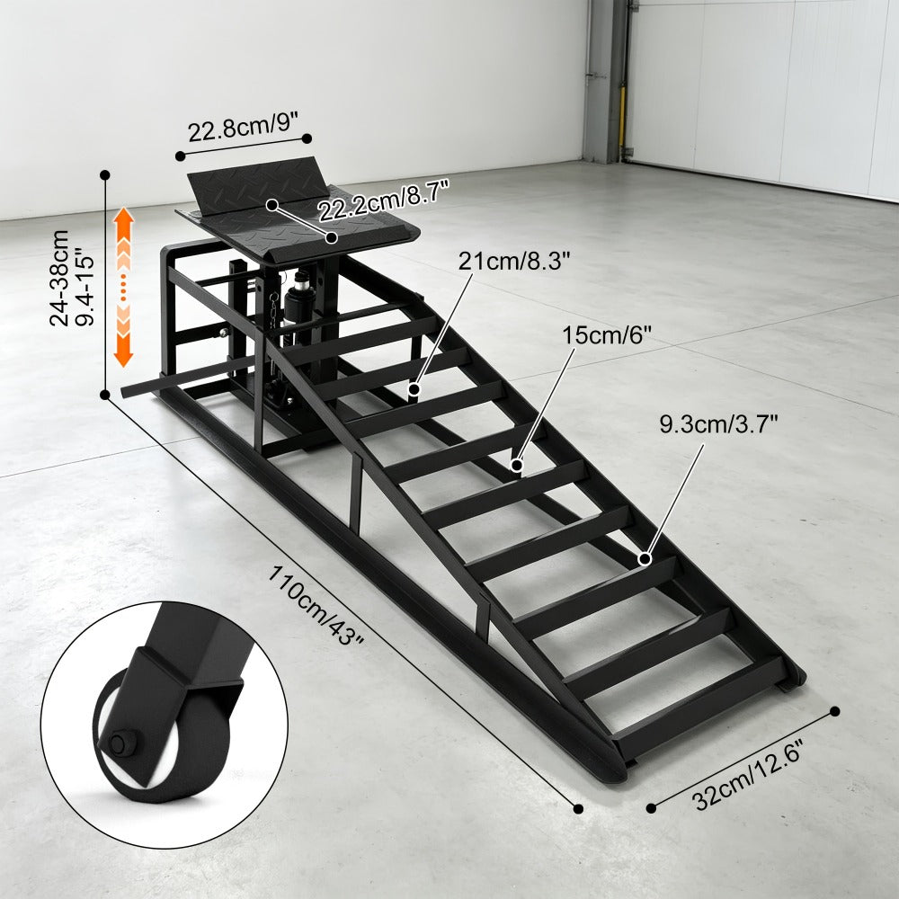 Hydraulic Car Ramps 2-Pack 5T High Lift Vehicle Wheel Ramps for Oil Change Tire Service for Entryways, Bedrooms and Living Spaces