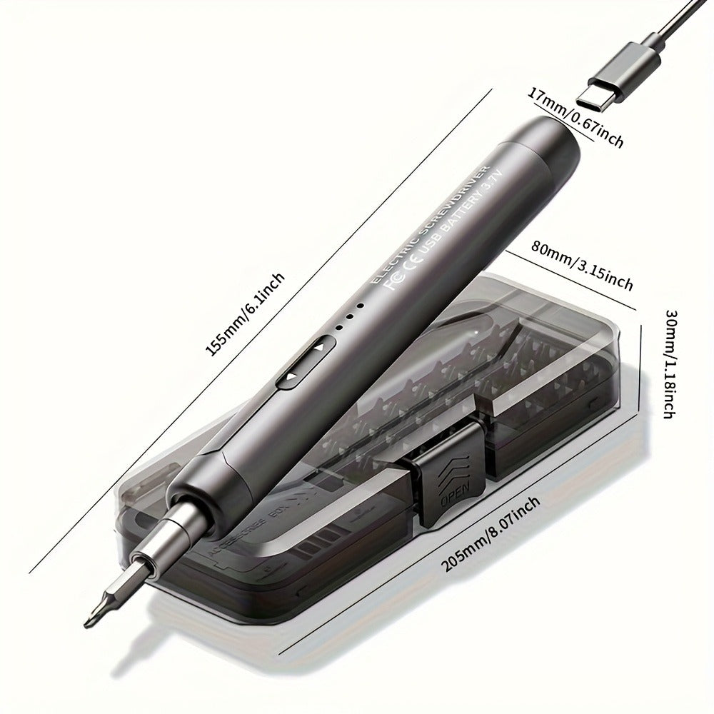 46-in-1 Electric Precision Screwdriver Kit - Brushless Motor USB Rechargeable 500mAh, 46 Bits Reverse Rotation for Phone