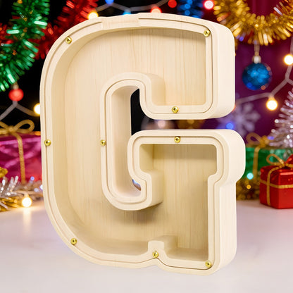 Alphabet Letter Piggy Bank A-Z Wooden Coin Bank Large Capacity Transparent – Personalized Savings Box for Kids | Back to School