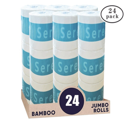 Bamboo Toilet Paper 24 Rolls 3-Ply 300 Sheets Per Roll Tree-Free Hypoallergenic Septic Safe Flushable Soft Strong Fragrance-Free BPA-Free