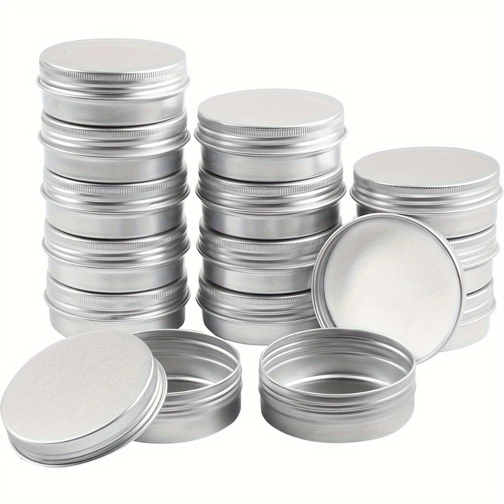 Aluminum Jars with Lids 40 Pack – 2 oz Round Metal Screw Top Tins for Candle Making, Lip Balm, Salve, DIY Cosmetics