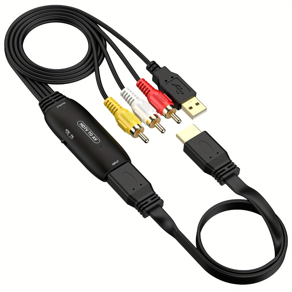 HDMI to RCA Converter Adapter for Fire Stick Roku Apple TV Android Box, Plug & Play, Supports 1080P PAL/NTSC