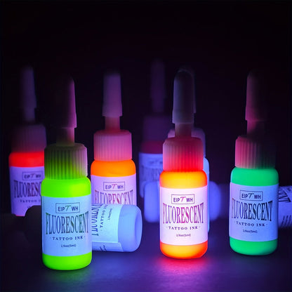 Tattoo Ink EIPTWH UV Blacklight Set with 10 Fluorescent Color Bottles and One Configuration