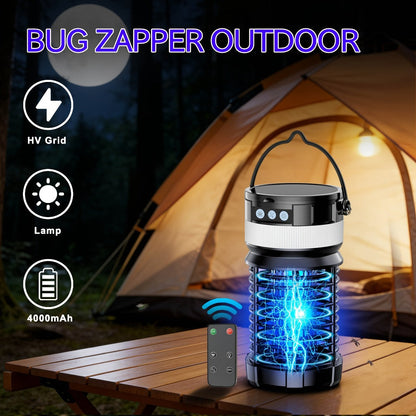 Solar and USB-C Insect Zapper Lantern with 4000mAh Label, Remote Control and Adjustable Panel