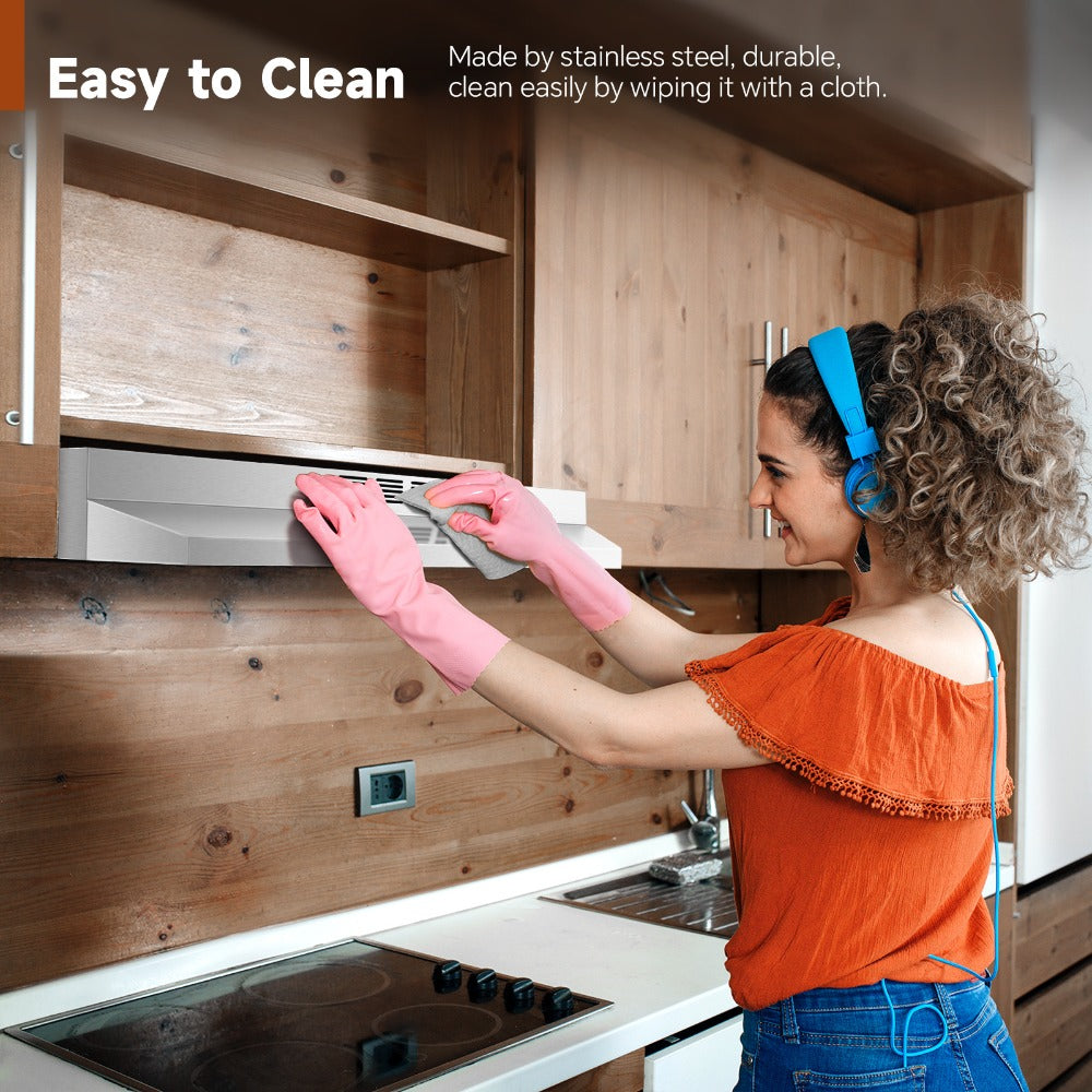 Range Hood 36 Inch Under Cabinet Ducted Ductless Convertible Stainless Steel 350CFM 2-Speed for Home Cooking, Dining and Outdoor Meals