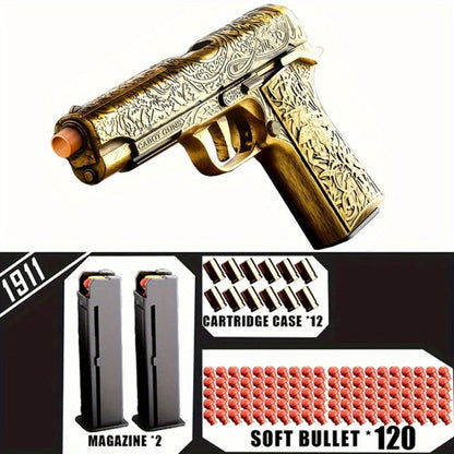 Bullet Toy Gun Pistol with 120 Bullets 12 Shells & 2 Magazines, Hollow Hanging Foam Blaster for Kids Boys Girls Ages 6+